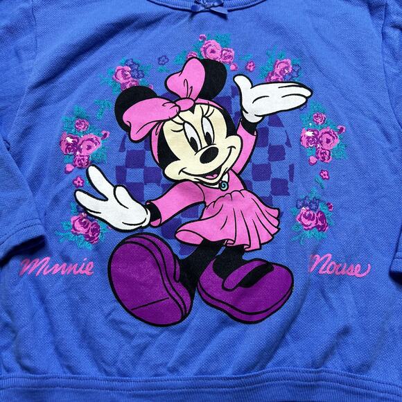 Vintage Disney Girls Mickey Minnie Mouse Size 4T-5T Sweatshirt Pullover Toddler - Picture 2 of 9